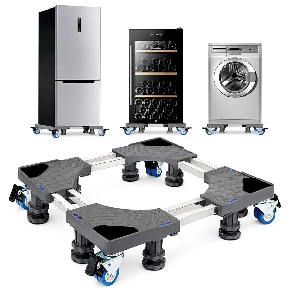 JIALTO Adjustable Washing Machine Stand Trolley for Front & Top Load (8-15 KG), Heavy Duty, Stainless Steel Double Pipe Base, 300 KG Capacity, Anti-Vibration, 360° Swivel Wheels & — Linkbiz SmartDeal's