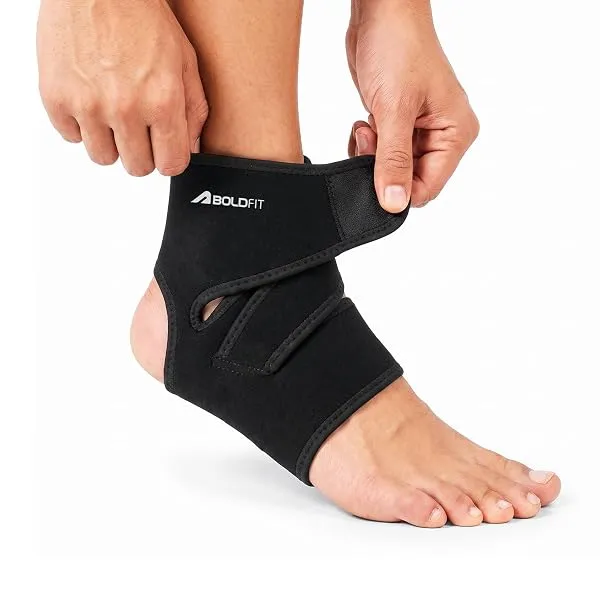 Boldfit Premium Ankle Support Compression Brace for Injuries, Ankle Protection Guard Helpful In Pain Relief and Recovery. Ankle Band For Men & Women (Free Size), Black — Linkbiz SmartDeal's