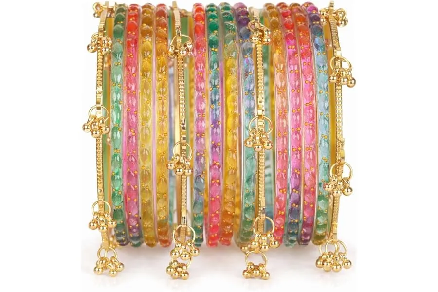Shining Diva Fashion 16 Pcs Trendy Stylish Glass & Kashmiri Ghungroo Bangles Set for Women & Gi — Linkbiz SmartDeal's