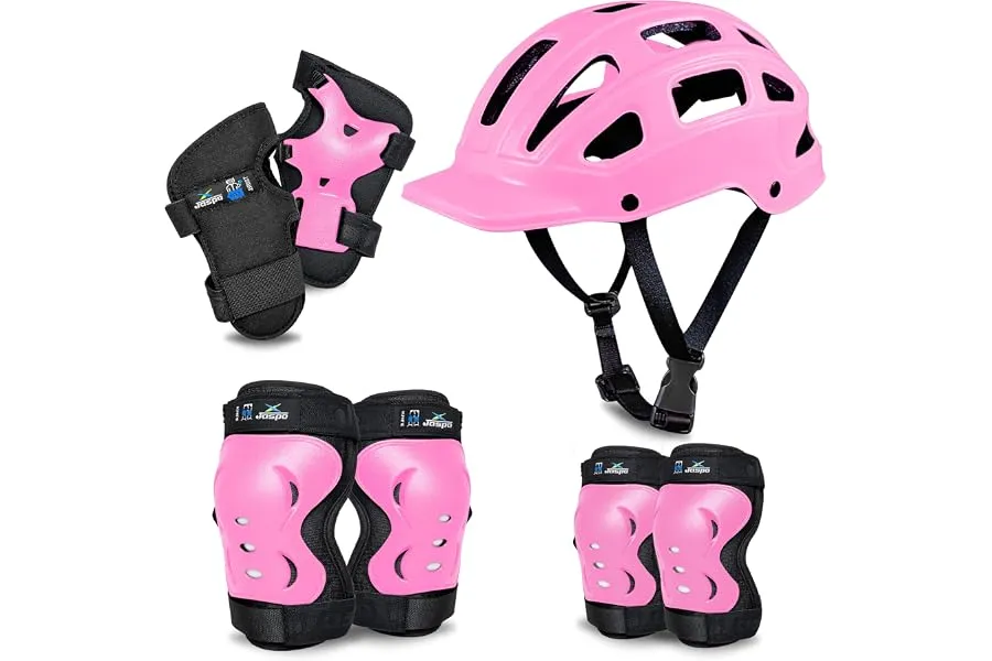 Jaspo Tyro Complete Protective Gear Set for Kids | Helmet with Knee Pads, Elbow Pads & Wrist Gu — Linkbiz SmartDeal's