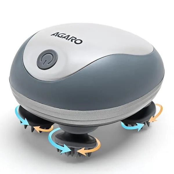 AGARO Rechargeable Scalp Massager, Stress Relief & Relaxation, Handheld & Portable, Electric Head Kneading Massager, 3 Speed Modes, IPX7 Waterproof, Head Scratcher for Hair Growth, — Linkbiz SmartDeal's