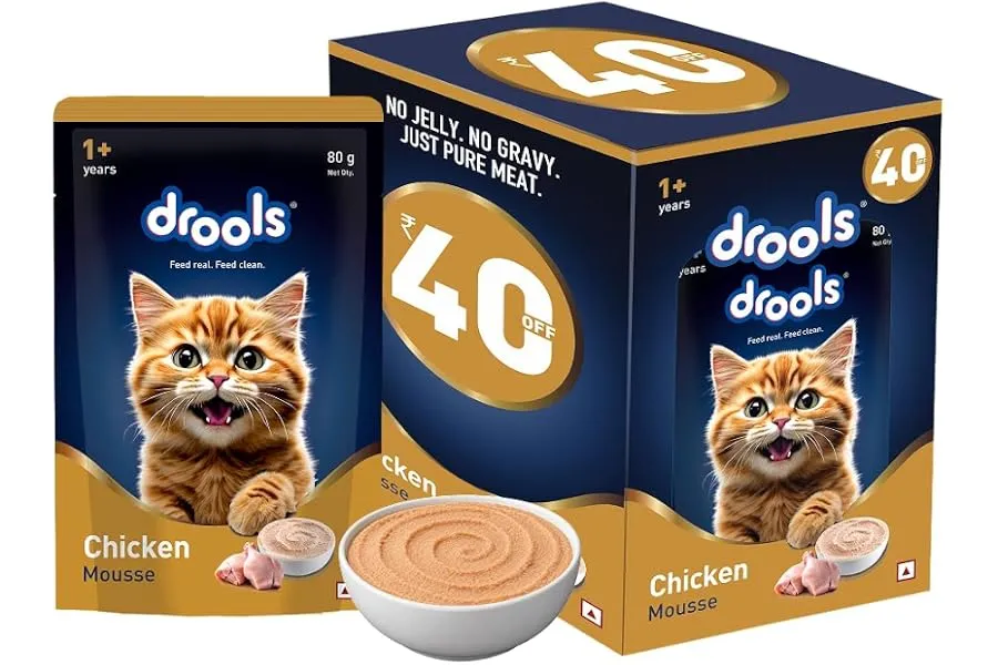 Drools Adult Cat Wet Mousse 80g Pack of 5, 400g | Chicken Flavour | Rich in Protein | Promotes — Linkbiz SmartDeal's