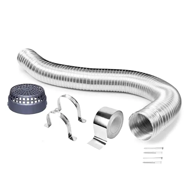 Ardnib Kitchen Chimney Aluminium Exhaust Pipe |6 Inch /10FT | Complete Installation Duct pipe Kit with Free Cowl Cover, 2m Tape, and Clamp | Fits Various Chimney Brands, Silver (6" — Linkbiz SmartDeal's