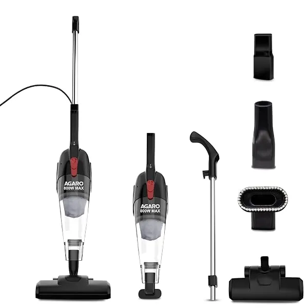 AGARO Regal Plus Upright Vacuum Cleaner, 2-in-1, Handheld & Stick, Dry Vacuuming, for Home Use, 800 Watts, 6.5 kPa Suction Power, Bagless, Black — Linkbiz SmartDeal's