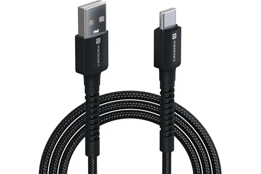 Portronics Konnect X USB to Type C Cable with 3A Output, Fast Charging & Data Transfer, Nylon B — Linkbiz SmartDeal's