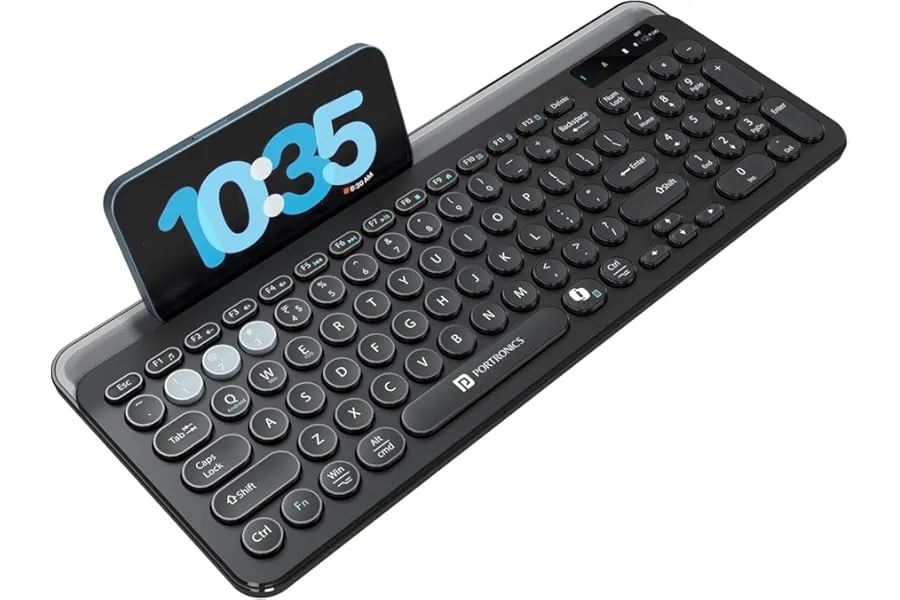 Portronics Bubble 3.0 Wireless Keyboard with Bluetooth + 2.4 GHz USB Receiver, Rechargeable Bat — Linkbiz SmartDeal's