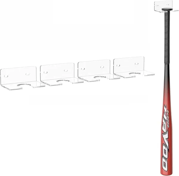Skdkanu Clear Acrylic Baseball & Softball Bat Wall Mount Display Holder Rack for Hanging & Showcasing Bats pack of 2 — Linkbiz SmartDeal's