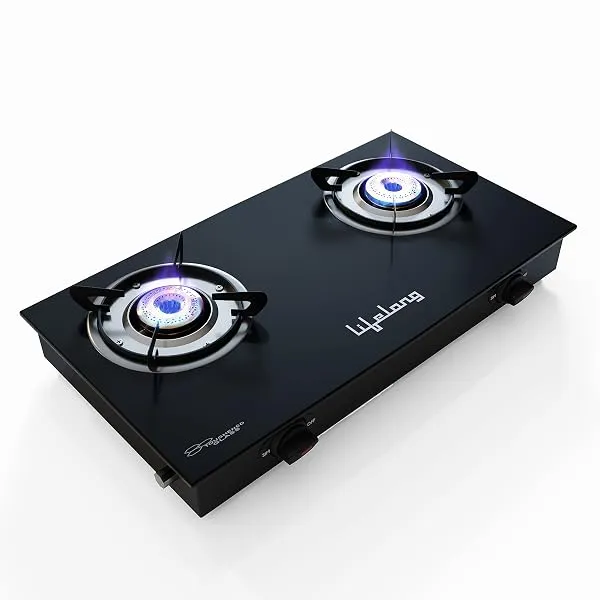 Lifelong LLGS10 Glass Top, 2 Burner Manual Glass Gas Stove, Black (ISI Certified) — Linkbiz SmartDeal's