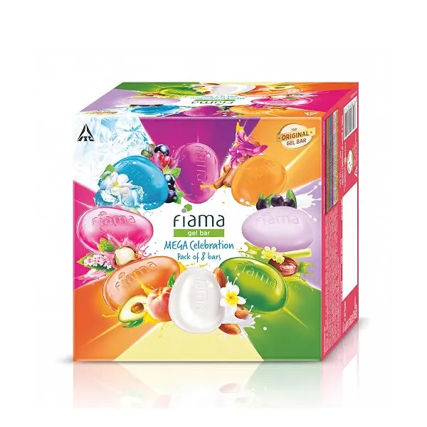 Fiama Gel Bar Mega Celebration Pack 1kg (125g Pack of 8) | 8 Unique Soap Variants | Moisturised Skin with 30% Smoothing Body Serum | Bathing Soap Gift Set for Women & Men | All Ski — Linkbiz SmartDeal's