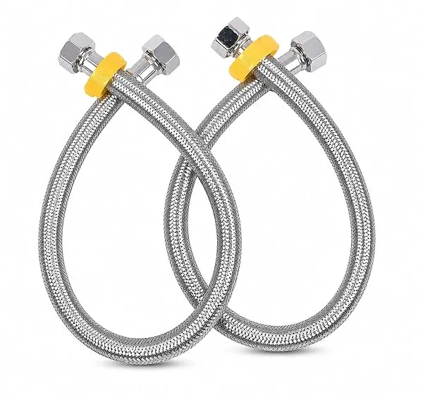 Connection Pipe (Set Of 2) 16 Inches| 304 Grade Stainless Steel Flexible Connection Pipe Suitable for Hot & Cold Mixer Faucets for basins and sinks, Geysers, and Flush tanks | — Linkbiz SmartDeal's