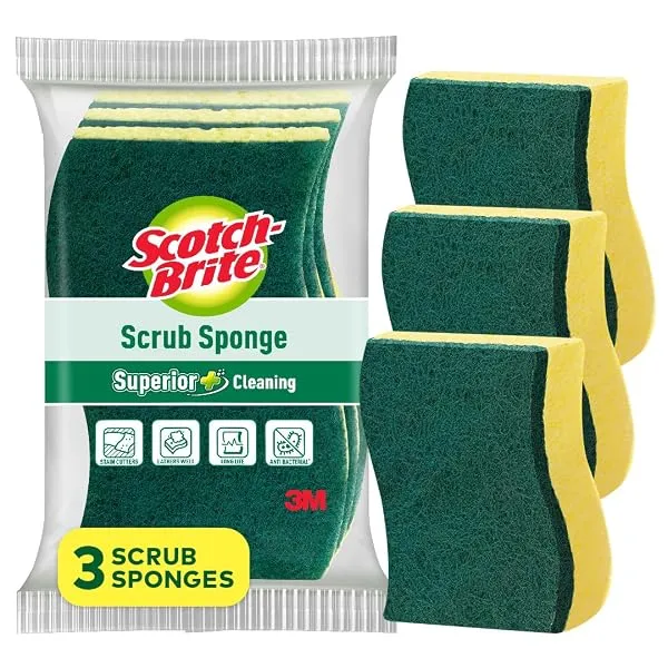 Scotch Brite Scrub Sponge -Pack of 3 for everyday utensil cleaning (Kitchen Scrubber with Sponge) — Linkbiz SmartDeal's