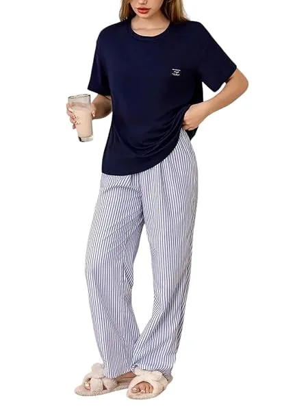 Celary Korean Women’s Pyjama Set|Half Sleeve T-Shirt & Printed Pyjama Set for Women|Size:- M to 4XL|Soft Cotton Blend Comfortable Night Suit for Women — Linkbiz SmartDeal's