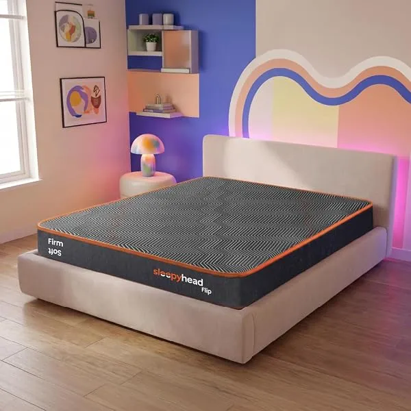 Sleepyhead Flip Designed by Duroflex - Premium Dual Sided High Density Foam Queen Bed Mattress with Firm & Medium Soft Sides |7 Years Warranty |4 Inch Queen Size Bed Mattress (78x6 — Linkbiz SmartDeal's