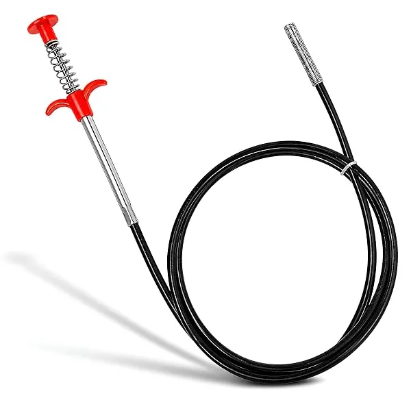 Blushinsta ABS and Stainless Steel Hair Catching Drain Cleaner Wire Spring Sink Cleaning Stick (162cm ; Red) — Linkbiz SmartDeal's