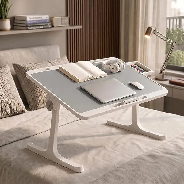 StarAndDaisy T9 Foldable Bed Table for Laptop & Study, 4-Level Adjustable Angled Tabletop, Large Desktop Surface with Anti-Slip Stopper, Tablet & Phone Slot, Storage Drawer, Stable — Linkbiz SmartDeal's