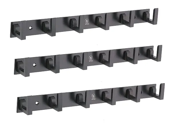 iSTAR 6 Pin Wall Hook Rack – Pack of 3 (Black) | Heavy-Duty Metal Wall Mounted Hooks | Bathroom, Bedroom, Kitchen & Entryway Organizer — Linkbiz SmartDeal's