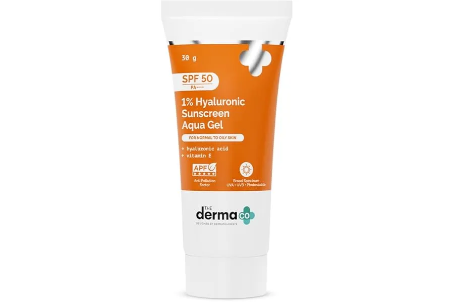 The Derma Co 1% Hyaluronic Sunscreen Aqua Gel SPF 50 PA++++ | Hydrating, Lightweight & Non-Grea — Linkbiz SmartDeal's