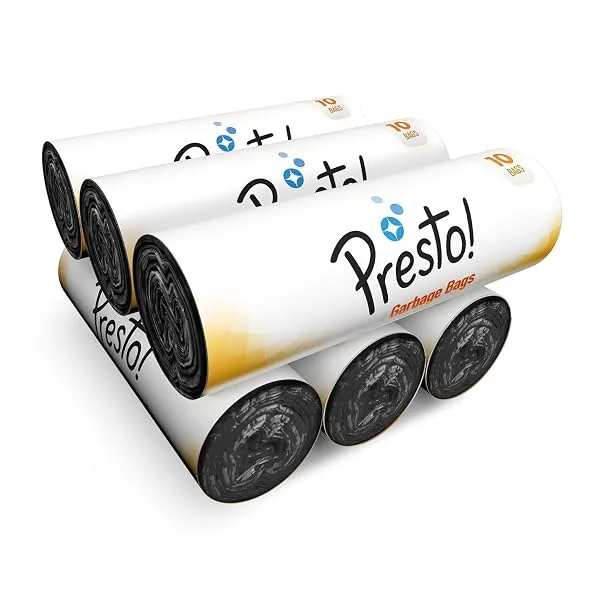 Amazon Brand - Presto! Garbage Bags | Extra Large XL | 30 x 37 in | 60 Count | 10 Bags x 6 Rolls | For Dry & Wet Waste | Black — Linkbiz SmartDeal's