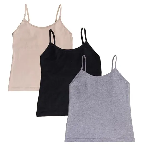 Adira | Cotton Camisole for Beginners | Beginners Cami for Puberty | Flat Padding for Nipple Coverage | Confidence for School & Home | Soft Stretchy Cotton | Pack of 3 — Linkbiz SmartDeal's