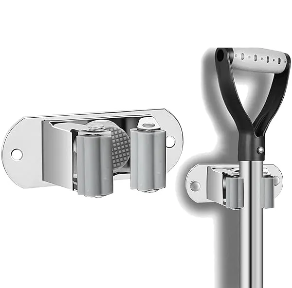 KARTASYA Mop and Broom Holder Wall Mount Heavy Duty Stainless Steel Broom Holder Wall Mounted Broom Organizer Home Garden Garage Storage Rack (Pack of 1)(8.5 x 4.5 x 3.5Cms,Small) — Linkbiz SmartDeal's