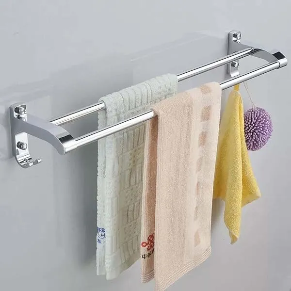 iSTAR Towel Holder in Bathroom, Double Rod Towel Rod Silver Towel Holder (Stainless Steel), Kitchen Towel Hanger, Towel Rod for Bathroom, 24 Inch 2 Bar Rod — Linkbiz SmartDeal's