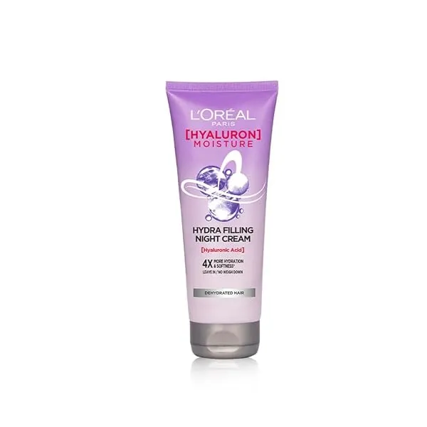 L'Oreal Paris Hyaluron Moisture Hydra Filling Leave-in Night Cream, Powered by Hyaluronic Acid, For Dry & Dehydrated Hair, Volume-180ml, Makes hair frizz-free, bouncy and hydrated — Linkbiz SmartDeal's