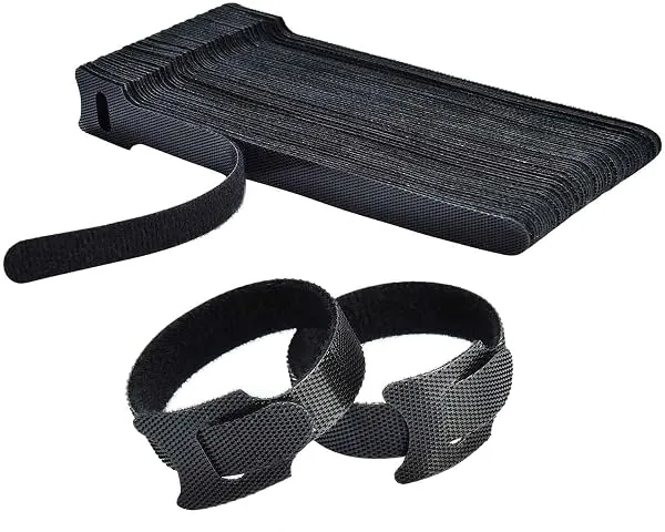 INOVERA 50 Piece Cable Organizer Hook & Loop Tape - Wire/Cord Holder Management Strap - Reusable Hook & Loop Ties for PC, TV, Desk, WFH Accessories - Black — Linkbiz SmartDeal's