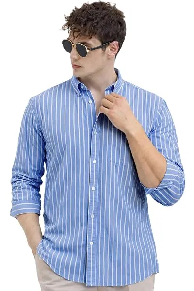 U TURN Men's Casual Printed Striped Stylish Latest Formal Plus Size Shirt for Men | Cotton Mix 220 GSM — Linkbiz SmartDeal's