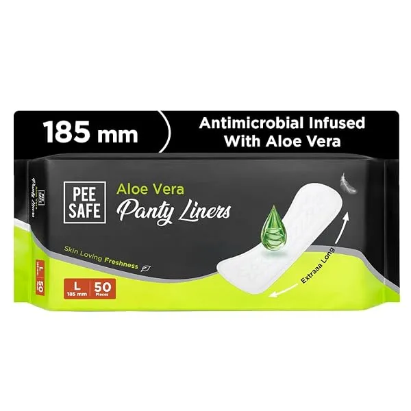 PEESAFE Aloe Vera Panty Liners (Pack of 50 Liners) | Curvy Design For Extra Comfort | Cottony-Soft Surface With 185mm Wide Optimal Coverage — Linkbiz SmartDeal's