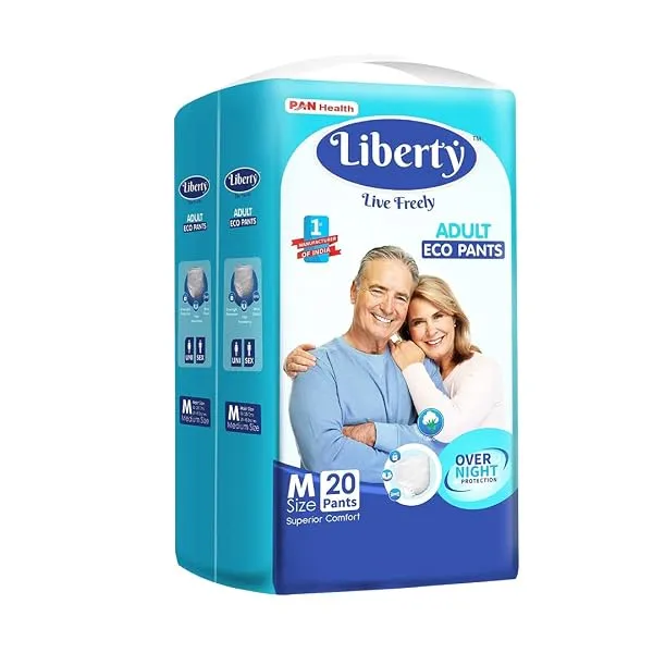 Liberty Eco Adult Diaper Pants, Medium (M) Size, 20 Count, Waist Size (61-115cm | 24-45 inches), Unisex, High Absorbency, Leak Proof, Overnight Protection, Pack of 1 — Linkbiz SmartDeal's