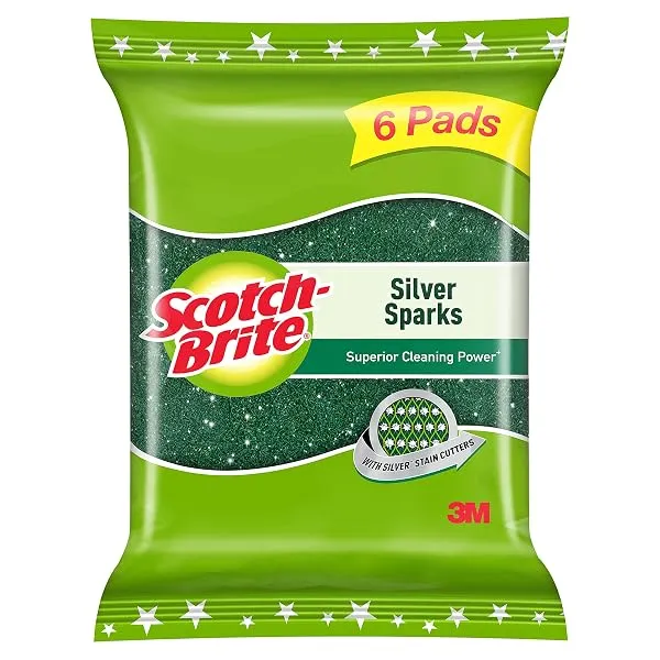 Scotch-Brite Silver Sparks Scrubber for Utensil Cleaning (Everyday Dishwashing)- Pack 6 — Linkbiz SmartDeal's