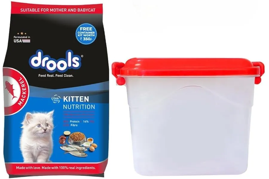 Drools Kitten Dry Cat Food, Mackerel Flavour 1 kg with Free Container Pack — Linkbiz SmartDeal's