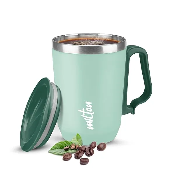 MILTON Cool Touch Coastal Coffee Mug 350 Double Walled 300 ml Inner Stainless Steel Tea Mug and Lid, Coffee Mug Travel Tea Cup, Black Coffee, Single, Aqua Green — Linkbiz SmartDeal's