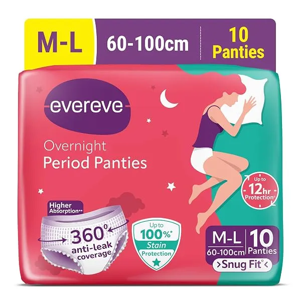 Evereve Period Panty For Girls & Women, (M-L), 10 Pcs, 360 Degree Coverage, 0% Leaks, High Absorbency For Heavy Flow, Maternity Delivery Pads, Postpartum & Overnight Protection, Di — Linkbiz SmartDeal's