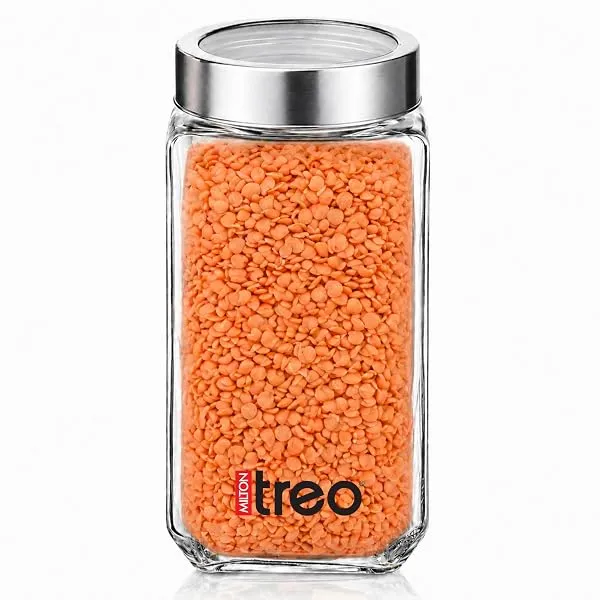 Treo by Milton Cube Airtight Storage Glass Container 1000ml Food Grade Stackable & Modular Transparent Storage Organizer Jars for Kitchen, Tea, Coffee, Sugar, Dry Fruits — Linkbiz SmartDeal's