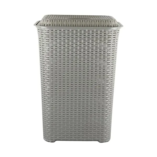 Cello Eliza Laundry Basket with Lid (50 L) | Lightweight, Portable Plastic Storage Organizer for Clothes, Toys, Books | Multipurpose Hamper Bin | Light Grey — Linkbiz SmartDeal's
