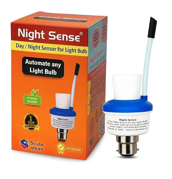 Night Sense Day Night Sensing Holder for LED Light Bulb | Automatic ON at Night & OFF in Day | Photocell LDR | Not Motion Sensor | Dusk to Dawn B22 Adapter | Outdoor Common Area Co — Linkbiz SmartDeal's