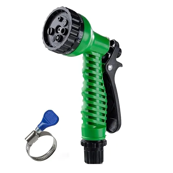 Cinagro 7 Mode High Pressure Water Spray Gun with 1 Clamp, Green | 360Degree Adjustable Valve Multi-Pattern Spray For Garden Watering, Washing — Linkbiz SmartDeal's