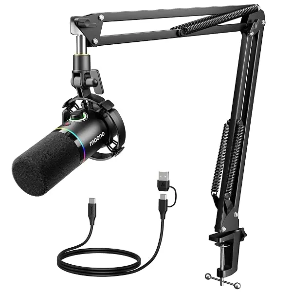 MAONO XLR/USB Dynamic Microphone for Gaming PC, RGB Podcast Mic for YouTube with Software, Mute, Gain Knob, Volume Control, Boom Arm for YouTube Gaming, Singing, Recording, Streami — Linkbiz SmartDeal's