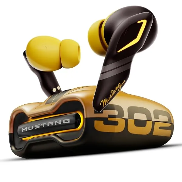 GOBOULT Mustang Torq Wireless in Ear Earbuds with 60H Playtime, App Support, Quad Mic ENC, 45ms Low Latency, 13mm Driver, Breathing LEDs, Made in India Ear Buds Wireless (Yellow) — Linkbiz SmartDeal's