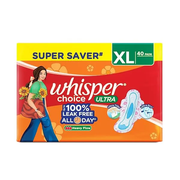 Whisper Choice Sanitary Pads with Wings for Women, XL, 40s Napkins — Linkbiz SmartDeal's