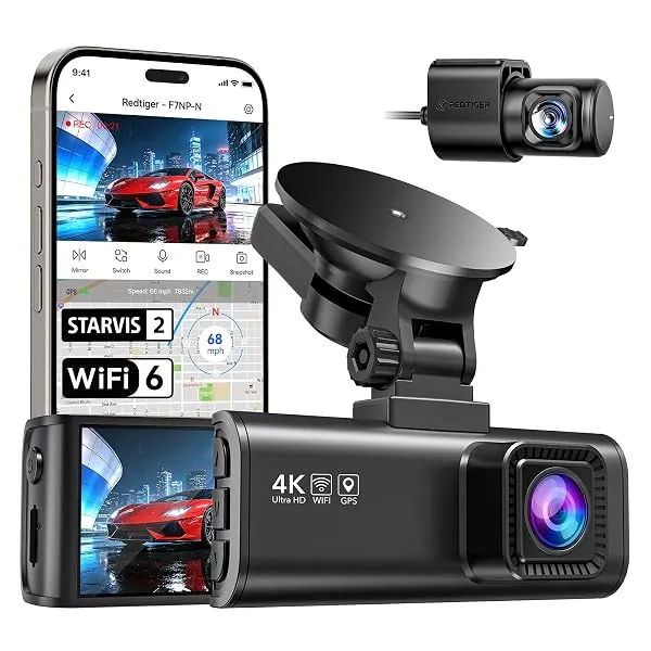 REDTIGER New F7NP [2026 Edition] 4K Front and 1080P Rear Dash Cam, STARVIS 2 IMX675 Sensor, 5.8GHz Ultra-Fast WiFi 6, GPS, WDR & HDR Night View, 170° Wide Angle, Heat Resistant, SD — Linkbiz SmartDeal's
