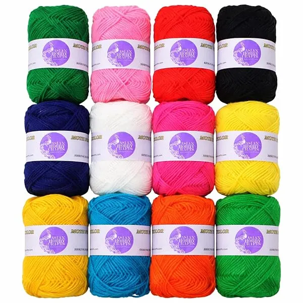 Asian Hobby Crafts 12 Pcs Multi Wool Yarn Set for Crocheting & Knitting | 12g Each Soft 3 Ply Wool Yarn Crochet Thread, Ideal For Handmade DIY Embroidery Craft Projects & Perfect F — Linkbiz SmartDeal's