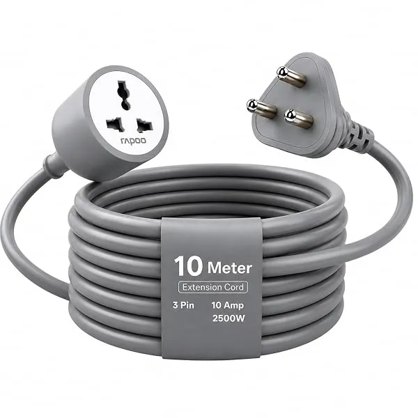 Rapoo E10,10m Long 18AWG Heavy Duty Male to Female 3 Pin Power Extension Cord for Heavy appliances, 10amp Indoor Outdoor Wire Extender Power Cable for appliances, Electronics & Pow — Linkbiz SmartDeal's