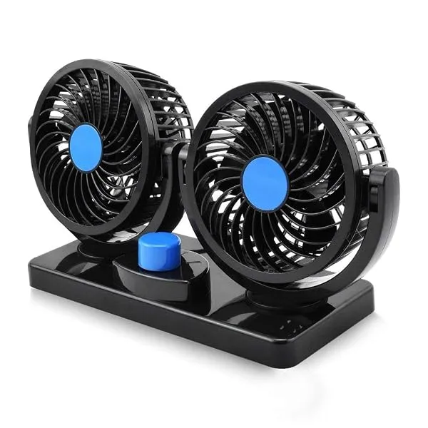 Woschmann Mitchell 12V DC Electric Car Fan for Dashboard, Double Head Cooling Electric Fan, 360 Degree Rotatable Small Fan for Car with 2 Speed Control, ABS Plastic, Dashboard Fan — Linkbiz SmartDeal's