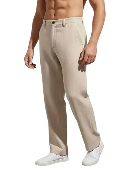 Linen Pants for man | Lower for man | Chinos for Casual Wear |Straight fit Trouser for Men | Elastic Waist Brethable All Season Pants for Regular, Office Wear — Linkbiz SmartDeal's
