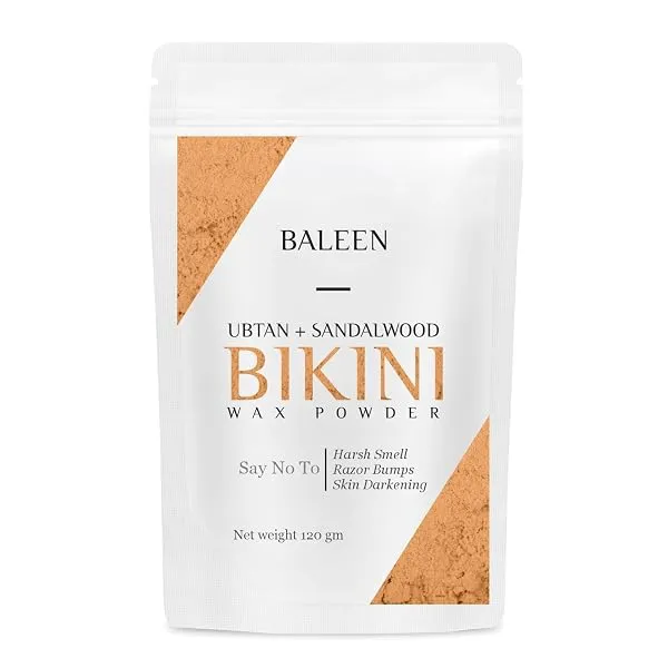 BALEEN Bikini Wax Powder Women with Ubtan & Sandalwood 120 Gm (Pack Of 1) | Painless Herbal Hair Removal Powder for women Bikini Area, Legs, Hands & Underarms with No Harmful Chemi — Linkbiz SmartDeal's