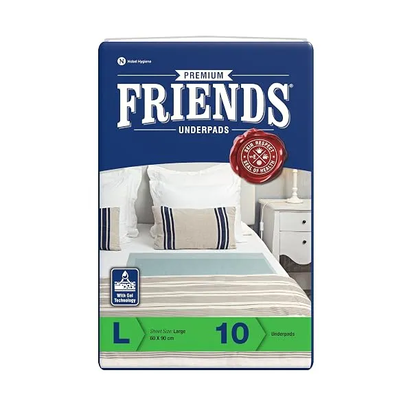 Friends Premium Large Disposable Underpads for Adults (60x90 cm) | 10 Count | 2X Highly Absorbent | Gel Lock Technology | Unisex | Extra Soft top Layer | Odour Lock | Anti-Bacteria — Linkbiz SmartDeal's
