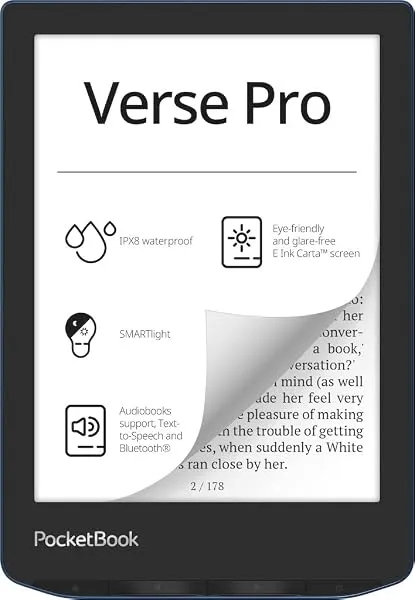 PocketBook Verse Pro E-Reader Waterproof | Eye-Friendly 6'' E-Ink Carta™ HD Touchscreen | Audio-Book & E-Book Reader | Text-to-Speech Function | SMARTlight | 16GB | WiFi & Bluetoot — Linkbiz SmartDeal's