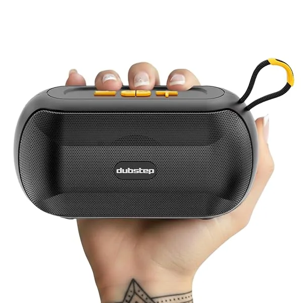 Dubstep Pop 1400 Portable Bluetooth Speaker | 14W Loud Sound, Deep Bass with XBASS, 16 Hrs Playtime, TWS Stereo Pairing, 52mm Driver, Splash-Resistant, Carry Strap (Black) — Linkbiz SmartDeal's